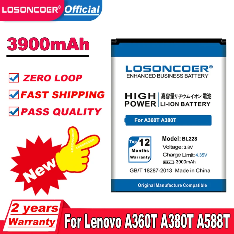 LOSONCOER 3900mAh BL228 Battery For Lenovo A360T A380T A588T Batteries+ Tracking Number | Мобильные телефоны и аксессуары