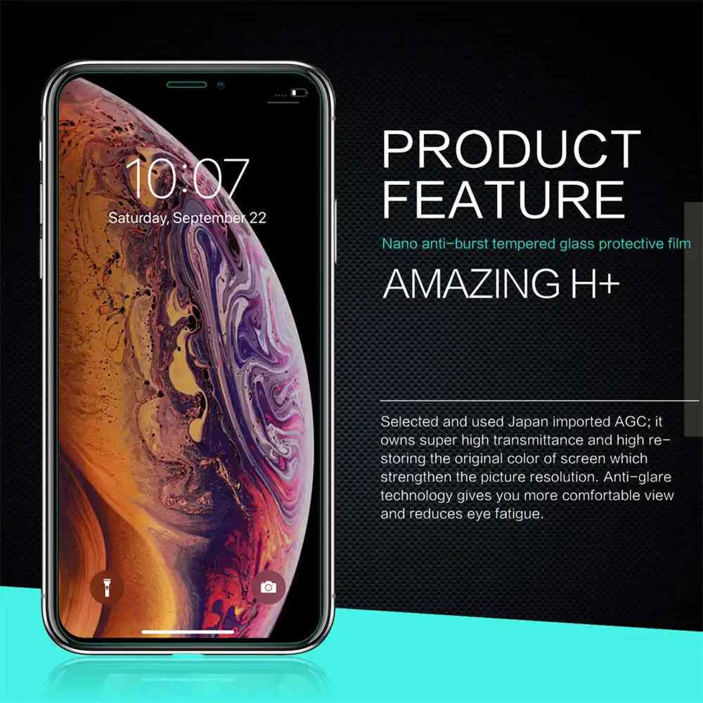 NILLKIN Amazing H+ нанометровая защита экрана из закаленного стекла 9H 0,3 мм для Apple iPhone XS Max X XR 7 8 Plus