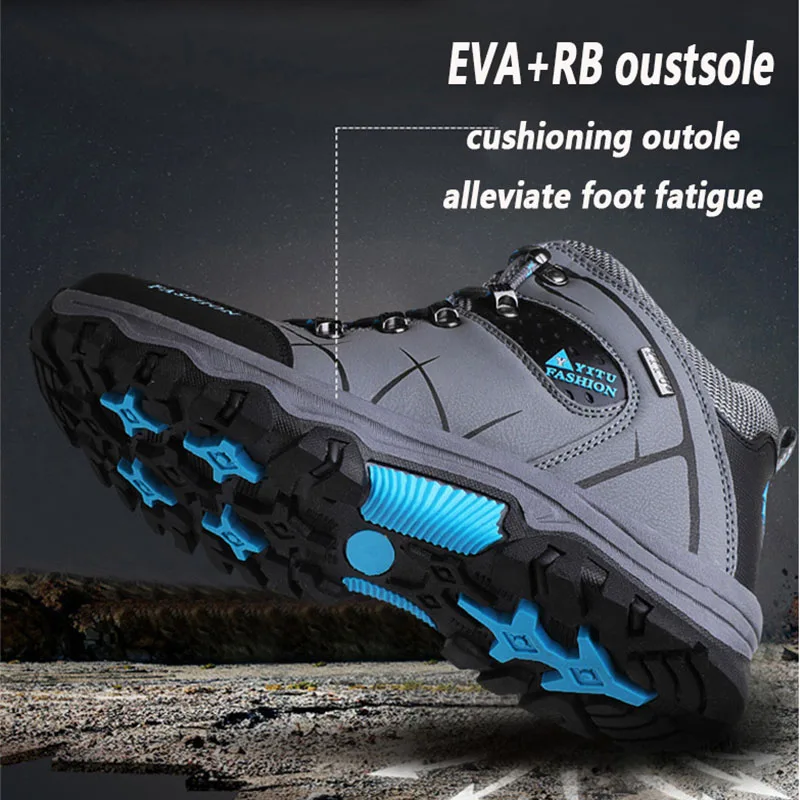 men high top hiking shoes waterproof trekking sneakers mens casual winter warm snow boots man mountain shoes for hunting boots