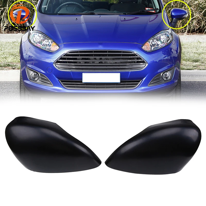 Posbay глянцевые черные зеркальные колпачки для 2011 2017 Ford Fiesta хэтчбек с сигнальной
