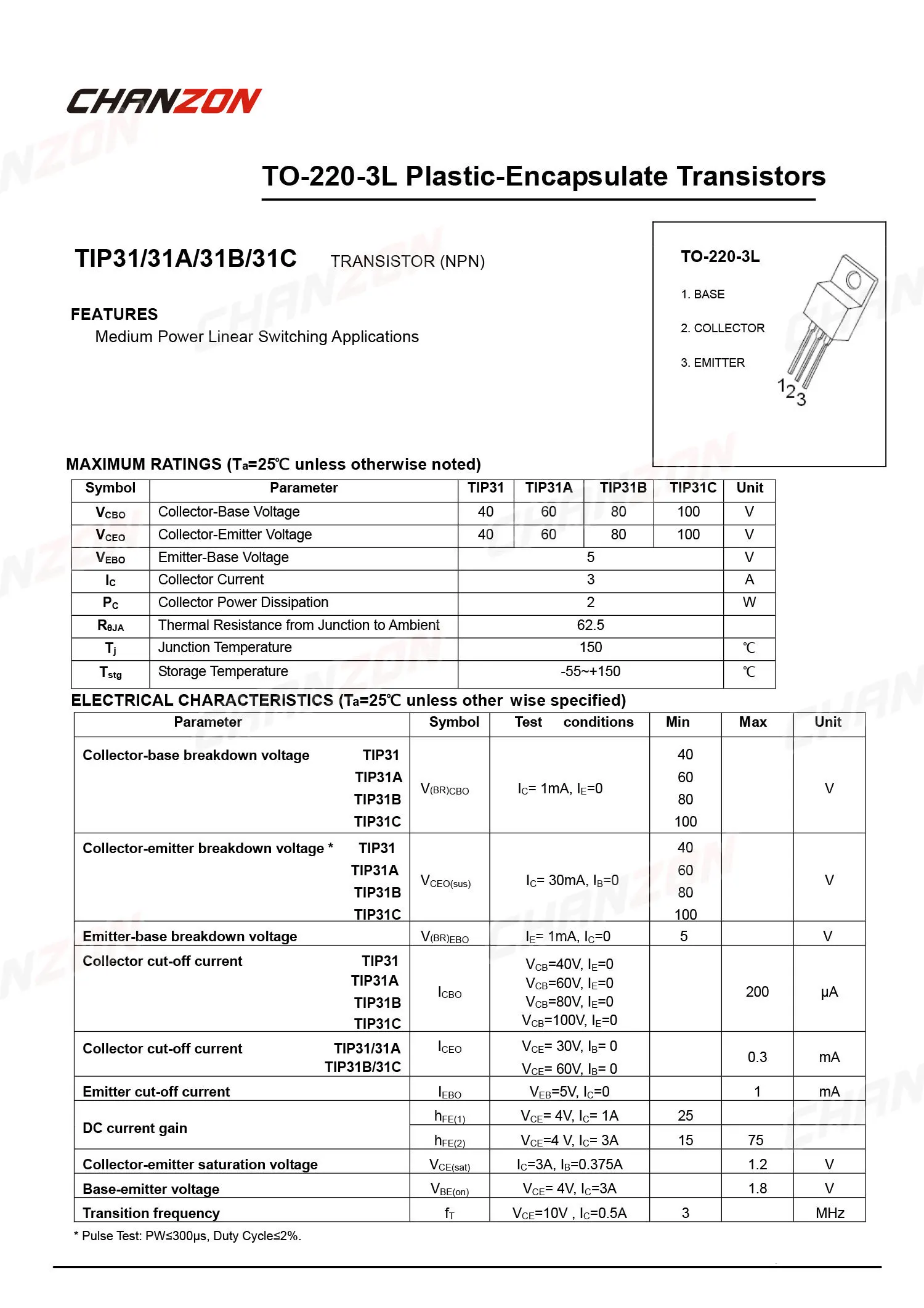 10pcs TIP31C ZU-220 NPN Darlington Power Transistor Bipolar Junction BJT Leistungsstarke Triode Rohr Fets 3A 100V integrierte Schaltungen – Detail 4