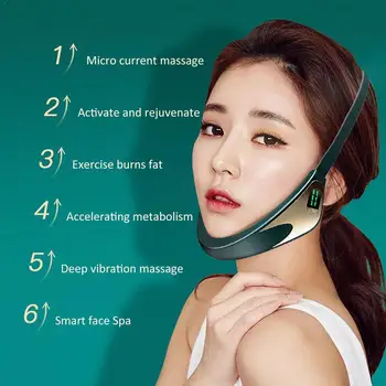 

Chin V-Line Up Lift Belt Machine Red Blue LED Photon Massager Care Therapy Face V-Face Lifting Device Vibration Slim P6L5