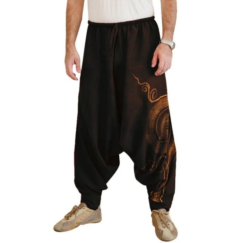 

Men Joggers Indian Harem Pants Plus Size Big Crotch Pants Nepal Baggy Hippie Baggy Drawstring Casual Yoga Punk Pants X9188