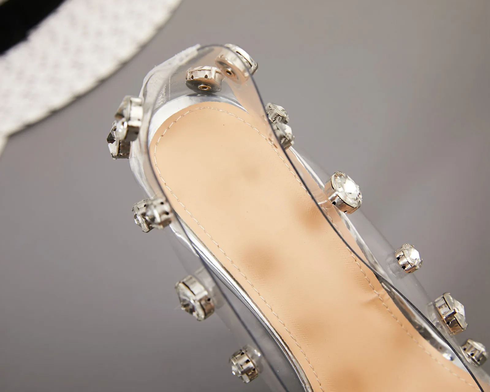 transparente bombas niufuni stiletto dedo do pé