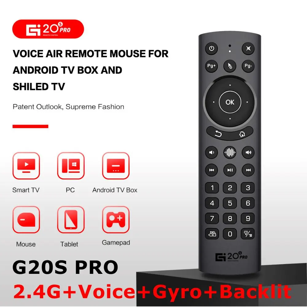 Smart Air Mouse G20S Pro Voice Backlit Gyroscope IR Learning Google Assistant Remote Control for X96 KM9 A95X H96 MAX TV Box MX3 |