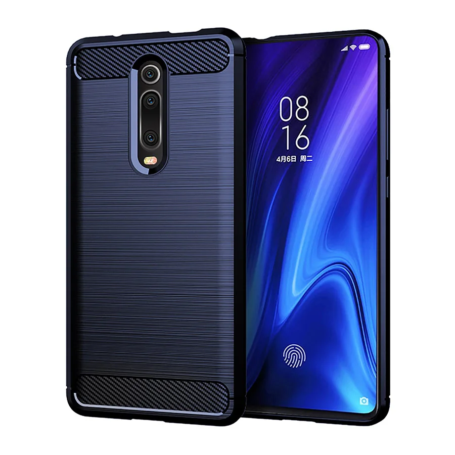 Металлический магнитный адсорбционный чехол для Xiao mi Red mi K20 Pro, двойное закаленное стекло, полный магнит, чехол s mi 9T Pro, чехол с подушкой безопасности s Global - Цвет: carbon fiber blue