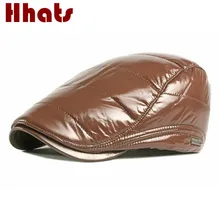 Утолщенная Теплая Зимняя кепка из искусственной кожи, ветрозащитная Кепка из искусственной кожи для пожилых мужчин, винтажная Кепка Newsboy, плоская кепка плюс бархатная Кепка для таксистов