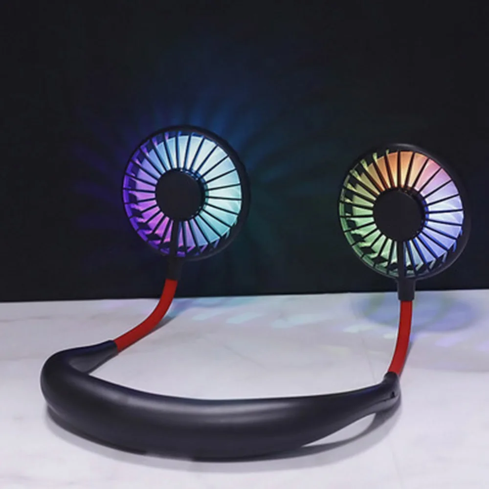 

Mini USB Portable Fan Neck Fan Neckband With Rechargeable Battery Small Desk Fans handheld Air Cooler Conditioner