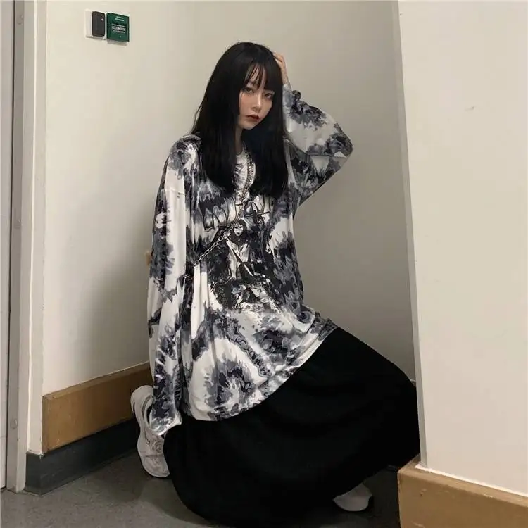 Harajuku/Новая версия классные черные осень, для женщин с принтом для девочек Повседневное свободные с длинным рукавом Толстовка с капюшоном Dragon Ball Harajuku пуловер Для женщин