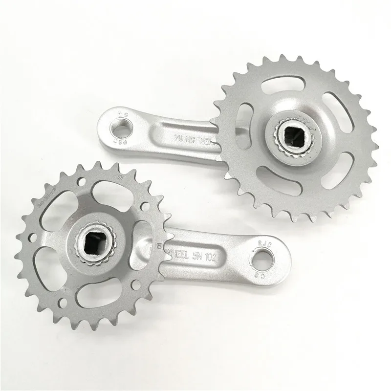 シルバー アルミ クランクセット シルバーチェーン付き子供用自転車用クランクセット,25t 28t