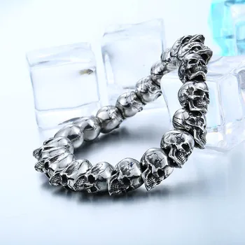 

Men's Bracelet 316L Stainless Steel Jewelry Classic Skeleton Head Bracelet Goth Punk Exorcism Bracelet Men's Jewelry Fine Gift