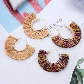 

Popular ethnic style earrings fun tassel personality fan-shaped earrings simple wild earrings hot-selling earrings women