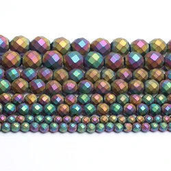 Premium Hematite Rose Gold & Silver Plated Round Beads for Jewelry Making - Assorted Sizes 2 - 12mm, 15 Strand (Matte Faceted)