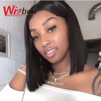 

Lace Frontal Wig Short Straight Brazilian Human Hair Wig With HD Lace Natural Color Human Hair Wigs For Black Women