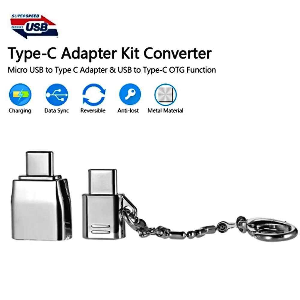 Micro USB мама к USB-C/type-C Папа+ USB 2,0 мама к USB-C/type-C папа металлический адаптер
