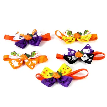

60 PCS Pet Accessories Halloween Design Puppy Dog Cat Bow Tie Adjustable Dog Collar For Small Medium Dog
