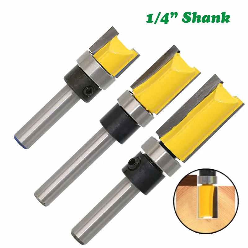

3pcs 1/4'' Shank Milling Cutter Woodwork Flush Trim Router Bit Pattern 1/2" Blade Template Edge Wood Trimmer Carpenter MC01061