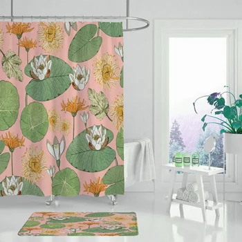 

Tropical Rainforest Green Plants Leaves Palm Leaf Monstera Shower Curtain Fabric Waterproof Polyester For Bathroom With Hooks