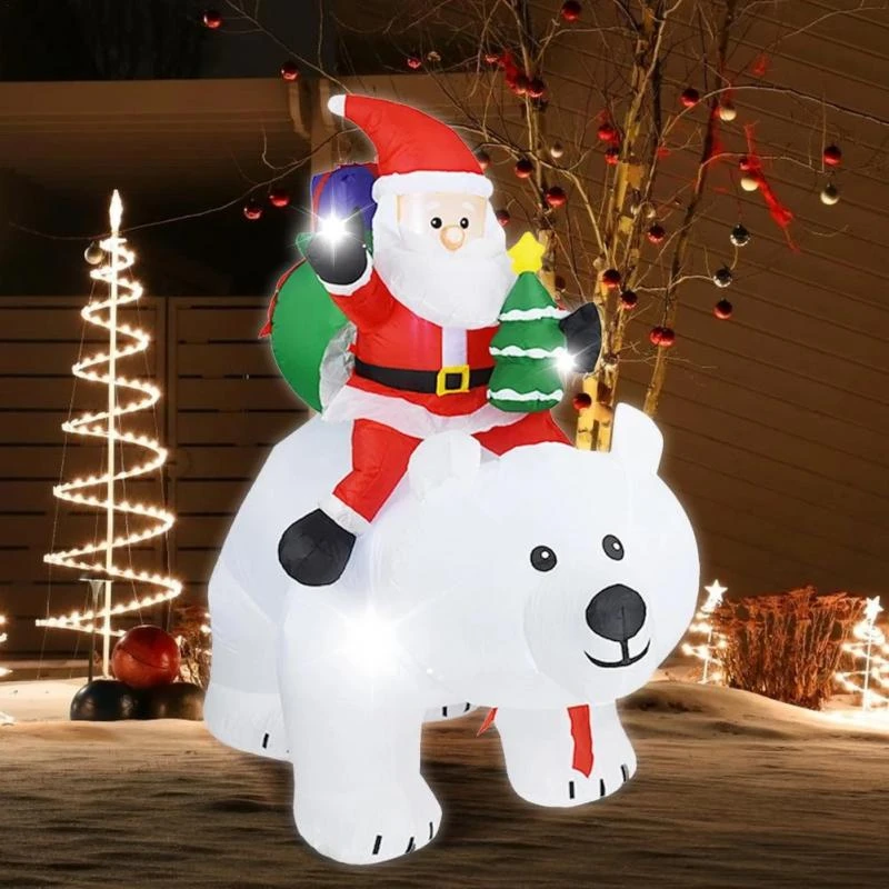 コメント 1.8m Long Christmas Inflatable Santa on Sleigh with Reindeer Yard