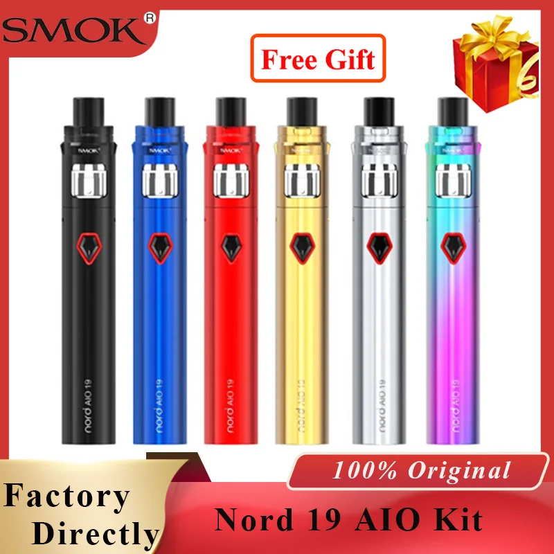Новейший SMOK Nord 19 AIO Vape Kit 1300 мАч батарея и 2 мл MTL бак атомайзер электронная сигарета