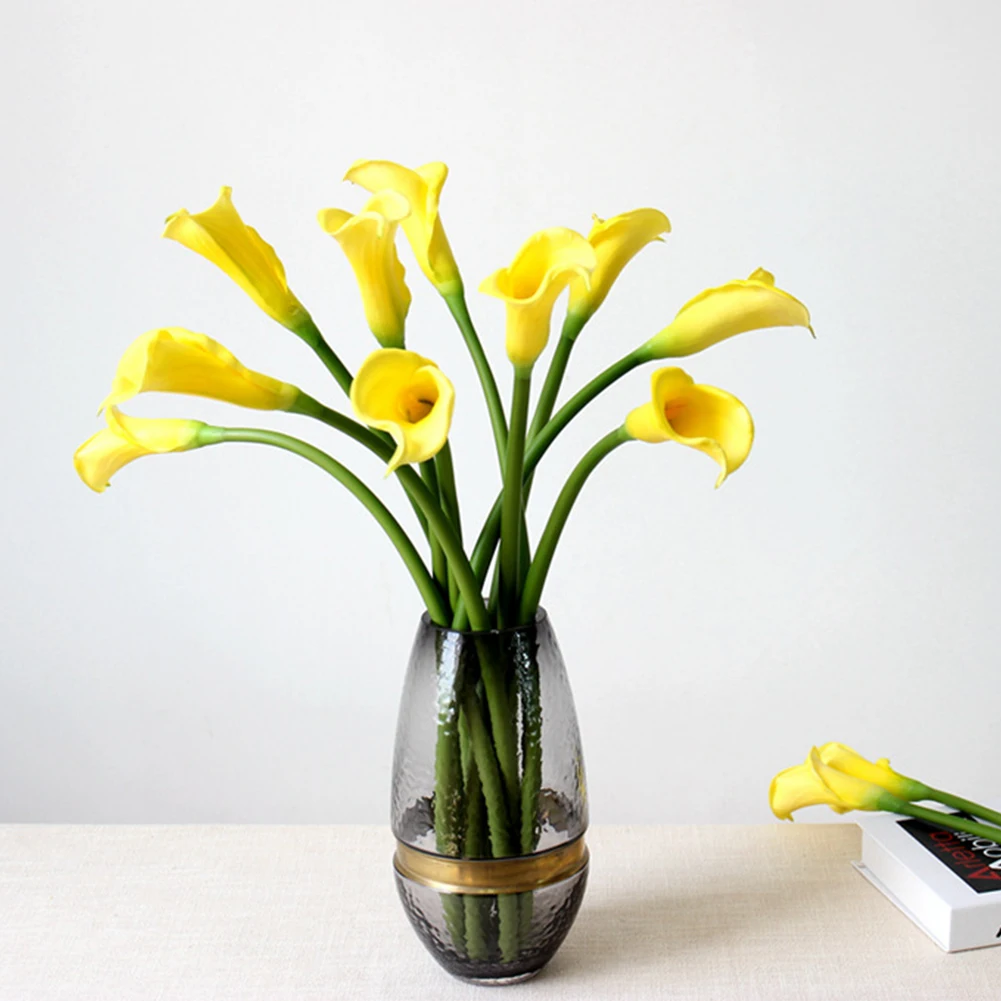 1pc Artificial Flower Elegant Plants Real Touch Decoration Bouquet Fake Calla Lily Wedding Party Birthday PU Bridal Lifelike