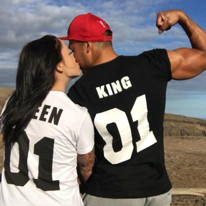 Женская летняя футболка с коротким рукавом и надписью|couple clothes|t shirt king queenshirt queen |