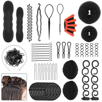 

25pcs / Set Hair Styling Set DIY Hair Design Styling Tools Hair Modelling Tool Set Plastic Sponge Hair Accessories Black