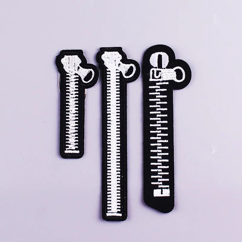 Комплект нашивка на молнии в стиле панк вышитые нашивки для одежды черно-белая