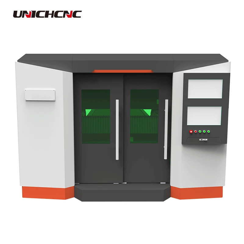 Uniccnc CE стандартный полностью закрытый 1000 Вт станок для резки/волоконная лазерная