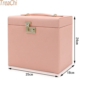 

Armoire Dressing Chest With Lock Ring Jewelry Organizer Carrying Case Princess Wedding Gift Large Jewelry Packaging Display Box
