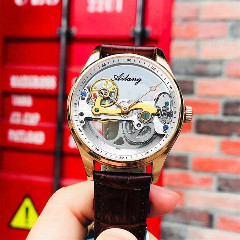 AILANG новые мужские автоматические часы лучший бренд класса люкс механический каркас часов прозрачный дизайн спортивные модные мужские наручные часы