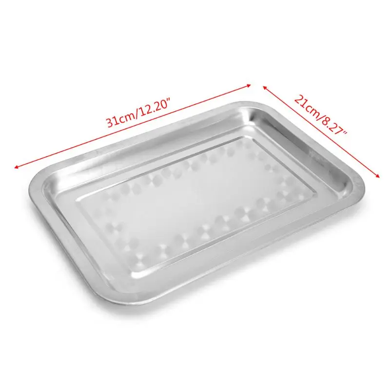 Stainless Steel Rectangular Plate Barbecue Grilled Fish Tray BBQ Container s