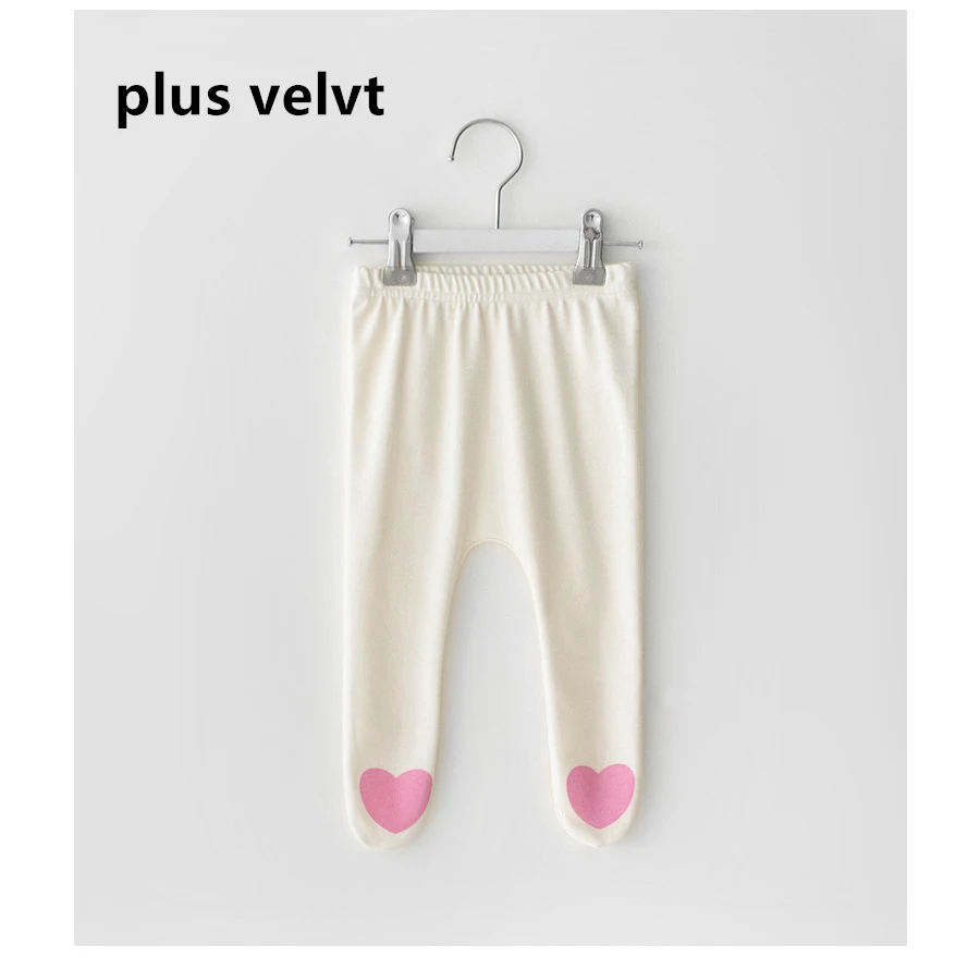 pink plus velvet Зимние длинные штаны для малышей; хлопковые леггинсы с высокой талией для малышей; повседневные Бархатные брюки с сердечками для новорожденных - Цвет: pink plus velvet
