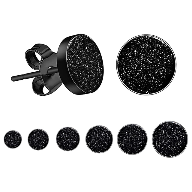 Punk Black Unisex Stud Earring Barbell Piercing Earring For Men Women Gothic Street Pop Hip Hop Ear Jewelry Stainless Steel