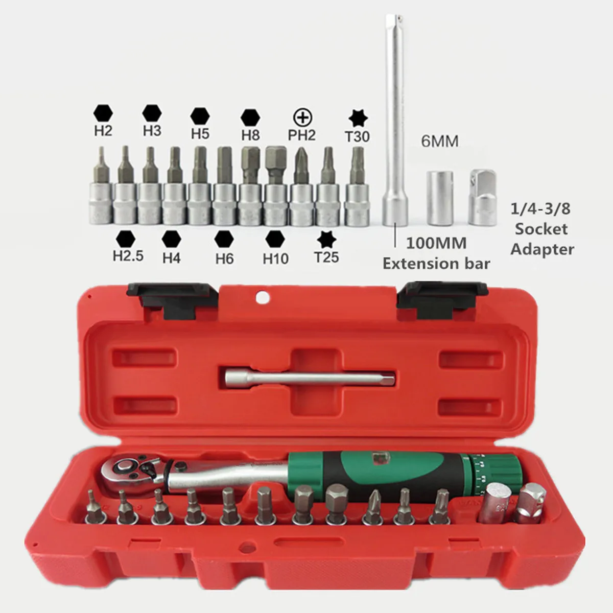 

Torque Wrench Key Ratchet Spanners Combination XITE 15 in 1 1/4" 2-20Nm Torque Wrench Socket Repair Tools Set For Bicycle Bike