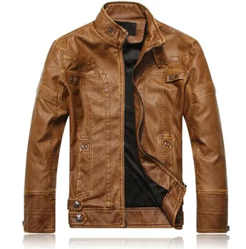 

Motorcycle PU Leather Men Vintage Retro Moto Jacket Motorcycle Clothing Coats Slim Winter Windproof Faux Leather Jacket