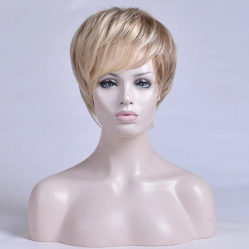 MSIWIGS Pixie Cut с бликами для женщин пушистые короткие прямые синтетические волосы парик 1" с челкой