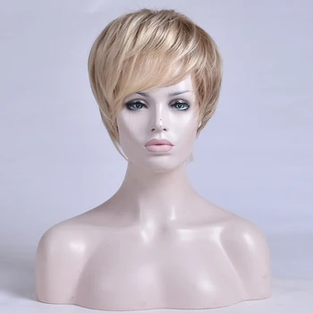 

GAKA Pixie Cut with Highlights For Women Fluffy Short Straight Synthetic Hair Wig 10"with Bangs