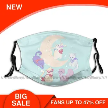

Moon Mouth Face Mask Sailor Mewn Facial Mask Polyester Lovely for Adult with 2 Filters Mask