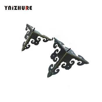 

Wooden Box Cloud Coner,Wine Box Protector,,Vintage Cover,Triangle Corners Antique Bronze Tone Hollow Pattern,2Pcs