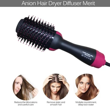 

One Step Electric Hot Air Brush Multifunctional Negative Ions Hair Blow Dryer Straightener Comb Smooth Frizz & Ionic
