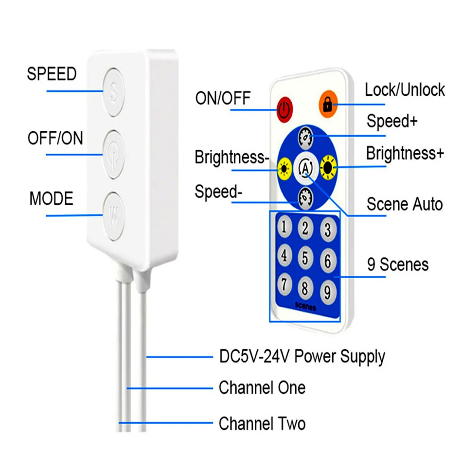 SP601E WS2812B WS2811 DC5V 24V музыкальный контроллер встроенный микрофон двойной сигнал
