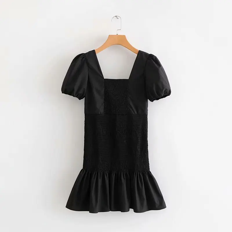 

Ctl-7105 WOMEN'S Dress French Retro Palace Style Square Collar Flounced Puff Sleeve Short Dress
