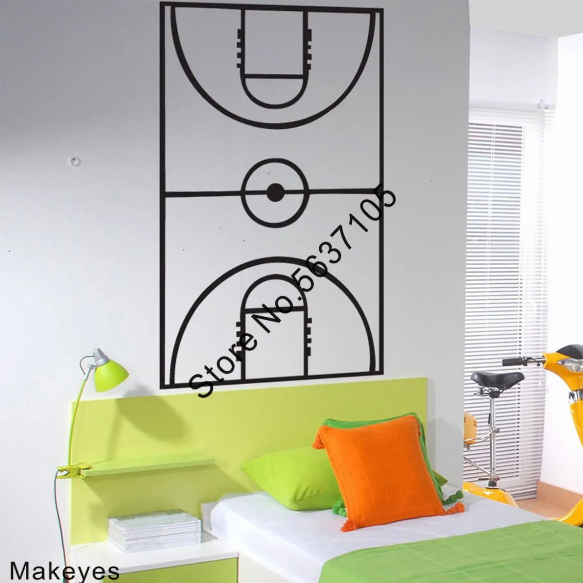Makeyes Basketball Court Wall Sticker Home Game Adesivi Murali Sport Decorazioni Murali Bambini Regalo Per Bambini Carta Da Parati In Vinile Basket Q8