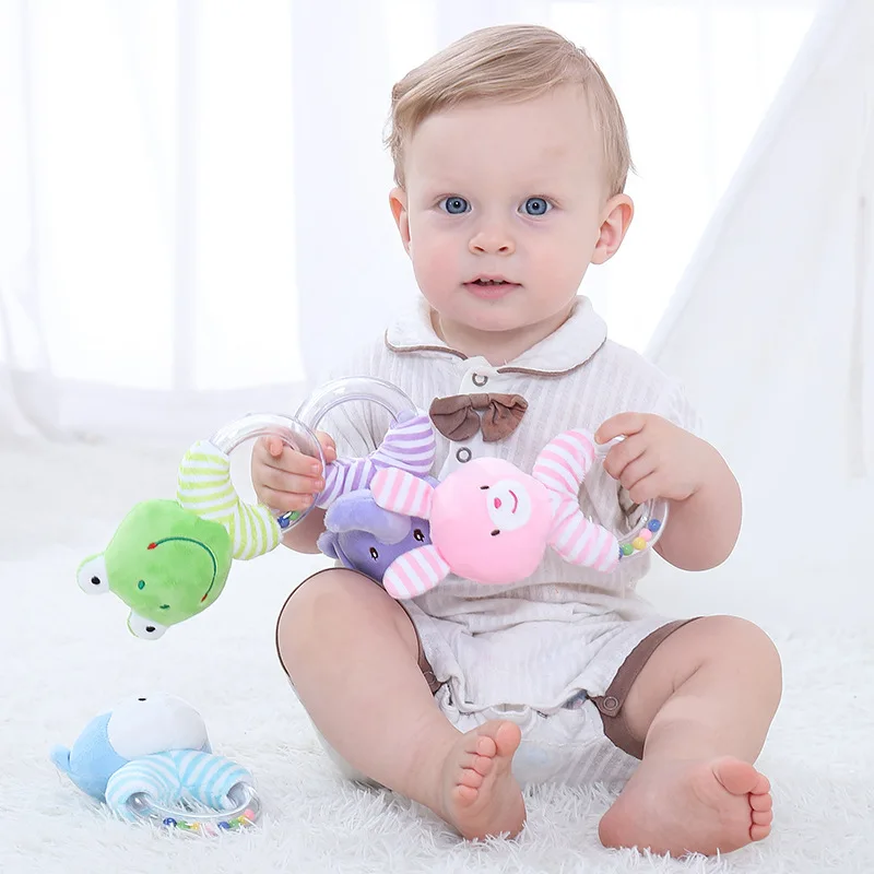 

Baby Rattle Toys Jingle Shaking Bell Infant Toys For Newborns Baby Rattles Teether Grip Handbell Animal Plush Toddler Toys