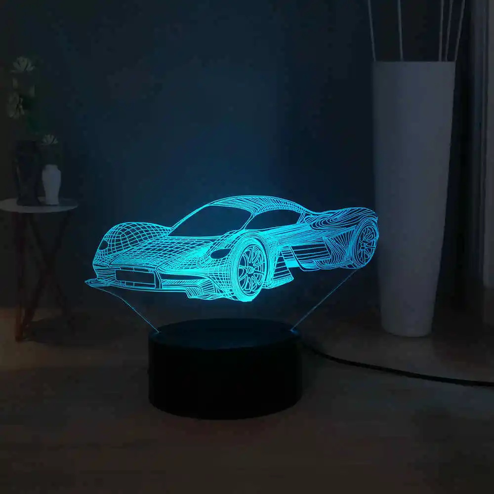 Новинка, крутой современный автомобиль Ferrari, 3D светодиодный ночник, 7 цветов, сменный сенсорный светильник, настольная лампа для дома, вечерние, декор для мальчиков, подарок на день рождения