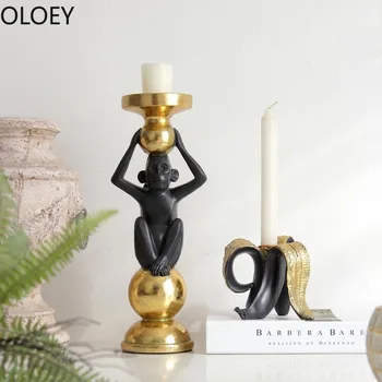 

Nordic Resin Gold Candlestick Decorative Monkey Banana Ornaments Candle Stand Bougeoir Centros De Mesa Para Boda Candle Holder