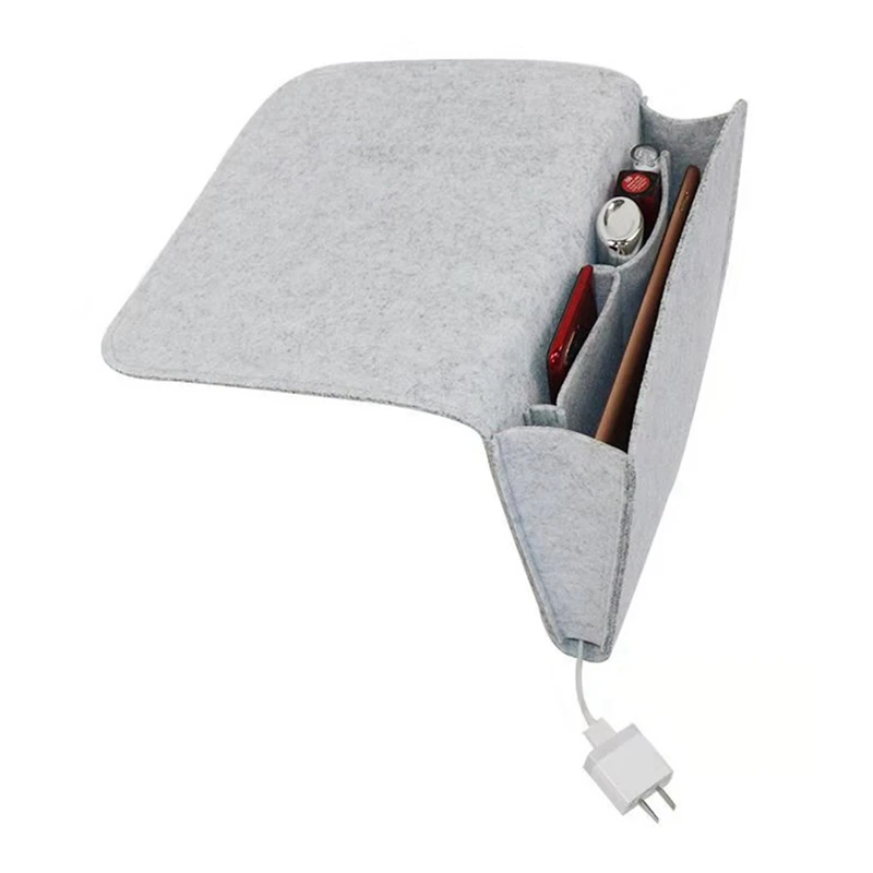 Felt Bedside Storage Bag Large Capacity Portable Household Storage Organizer Bag With 2 Small Pockets For Magazine Cellphone