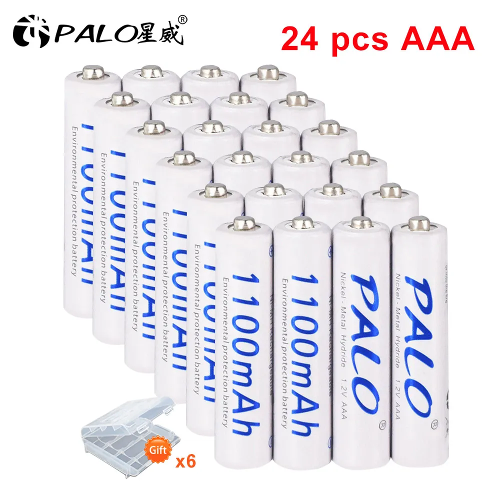 

24pc Palo 1.2v AAA 1100mah NIMH Rechargeable Battery For Camera Flashlight Toys Shaver Watch Mouse Remote Control 3A batteries