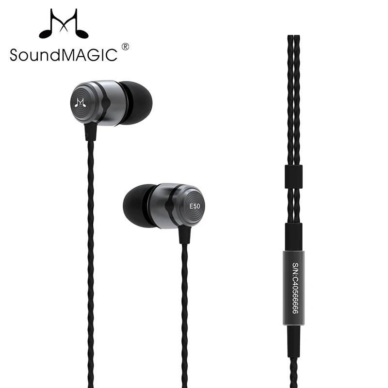 SoundMAGIC E50 супер бас звук Высокая точность стерео HIFI наушники черный, красный, золотой цвета Подлинная герметичная в розничной коробке - Цвет: Серый